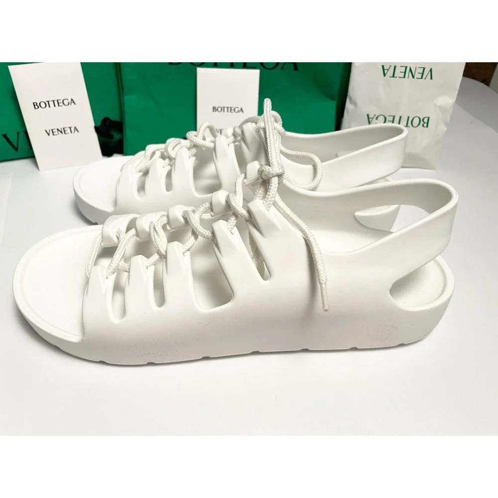 Bottega Veneta Men's 667220 White Lace-up open sandals shoe, sz 41